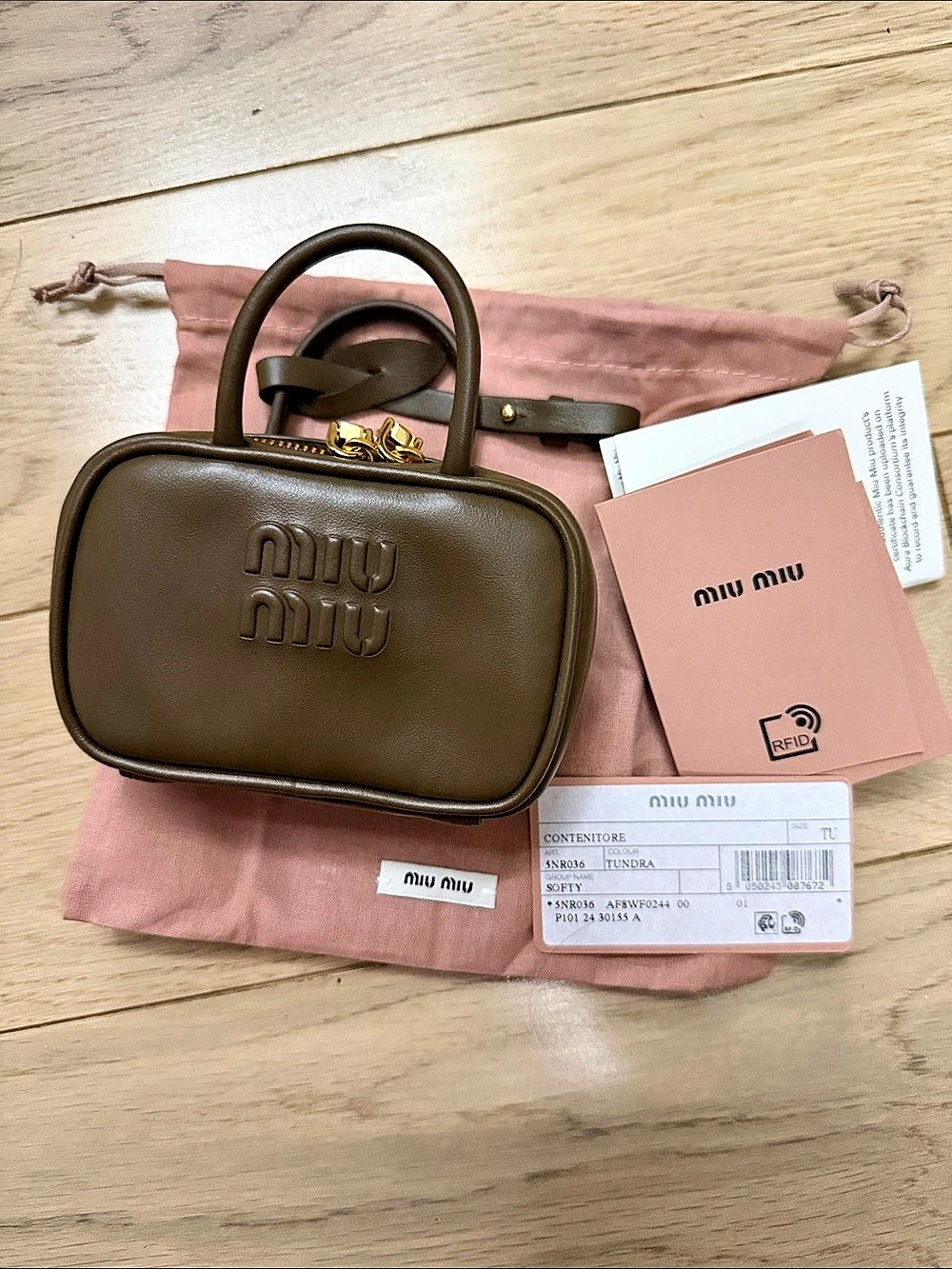 Miu Micro Beau Leather Bag Mini in Brown